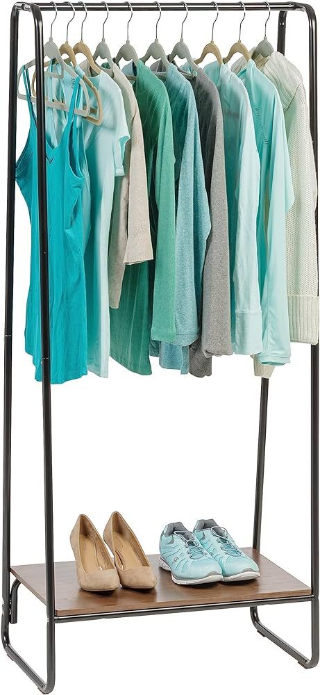 IRIS USA Clothes Rack for Hanging Clothes with Bottom Wood Shelf, Freestanding Clothing Rack, Eas... | Amazon (US)