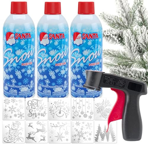 3-Pack DIY Winter Instant Fake Snow Spray with Spray Can Holder and Snowflake Stencils – Perfect for Holiday and Winter Decorations – Easy-to-Use Artificial Snow for Trees, Windows, and Crafts | Amazon (US)