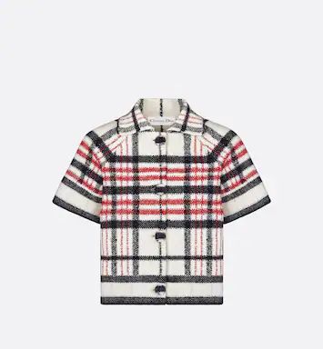 Short-Sleeved Jacket Tricolor Check'n'Dior Technical Cotton and Wool Knit | DIOR | Dior Couture