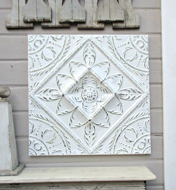 Tin Ceiling Tile, White Architectural Salvage, Antique vintage, Recycled 100 year old tile | Etsy (US)