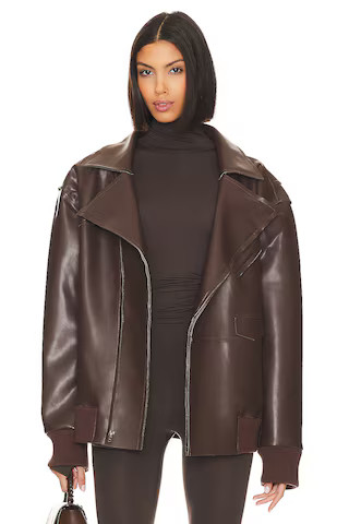 Oversized Moto Jacket in Chocolate | Revolve Clothing (Global)