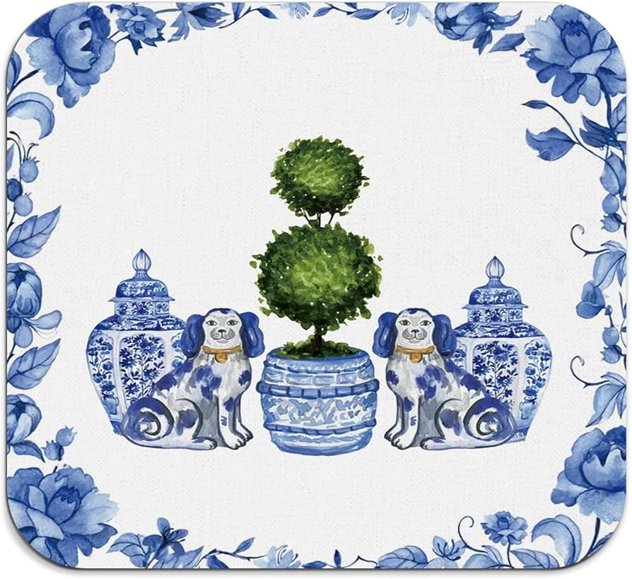 Chinoiserie Dish Drying Mat - Blue And White Porcelain Dish Drying Mat,Chinoiserie Dog Drying Mat... | Amazon (US)