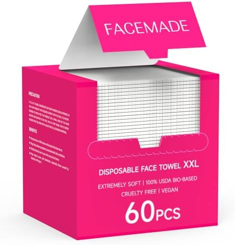 FACEMADE 60 Count XXL Disposable Face Towels 12" × 12", 100% USDA Biobased Face Towelettes Dispo... | Amazon (US)