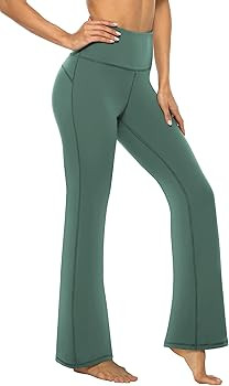 AFITNE Women's Bootcut Yoga Pants with Pockets, High Waist Workout Bootleg Yoga Pants Tummy Contr... | Amazon (US)