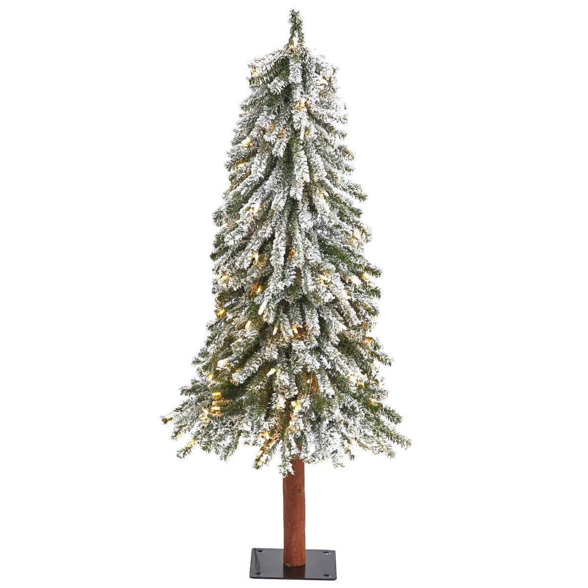 4ft Nearly Natural Pre-Lit Flocked Grand Alpine Artificial Christmas Tree Clear Lights | Target