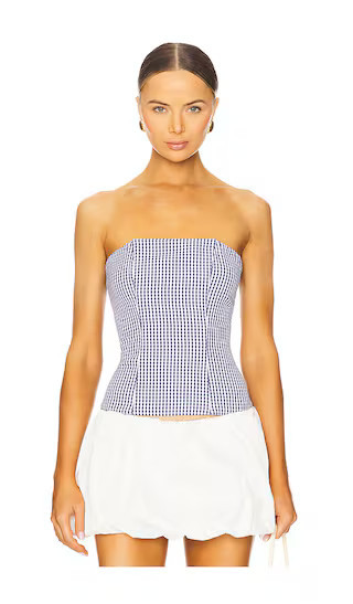 MORE TO COME Tina Corset Top in Navy. - size M | Revolve Clothing (Global)