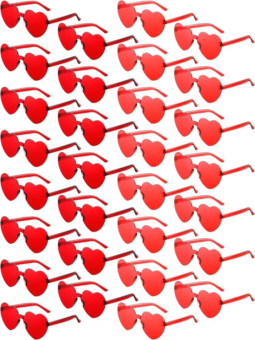 50 Pairs Heart Shaped Rimless Sunglasses Transparent Colored Love Glasses Frameless Tinted Trendy... | Amazon (US)