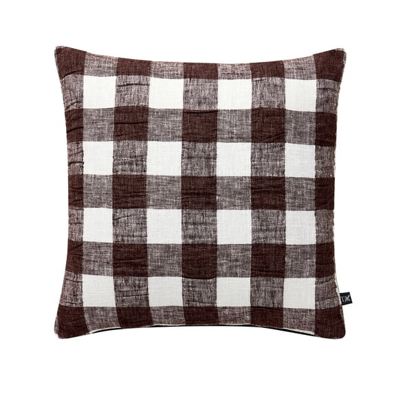 My Texas House 18" x 18" Brown Textured Plaid Decorative Pillow Cover | Walmart (US)
