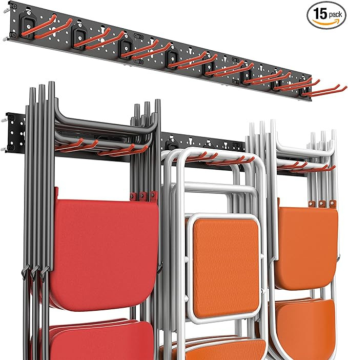 Wallmaster Wall Mount Garage Organizer Tool Storage Rack, Heavy Duty Folding Chair Hangers with 8... | Amazon (US)