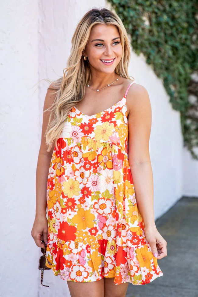 Free Your Mind Red Multi Floral Mini Babydoll Dress | Pink Lily