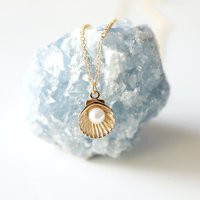 Shell Necklace, With Pearl Charm Bridesmaid Gift, Birthday Gift, Layered Dainty Necklace | Etsy (US)