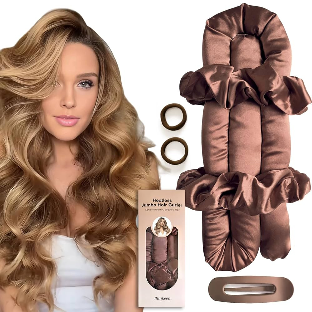 Jumbo Heatless Hair Curler Set-Satin Heatless Curls Overnight, Jumbo Curling Rod Headband, No Hea... | Amazon (US)