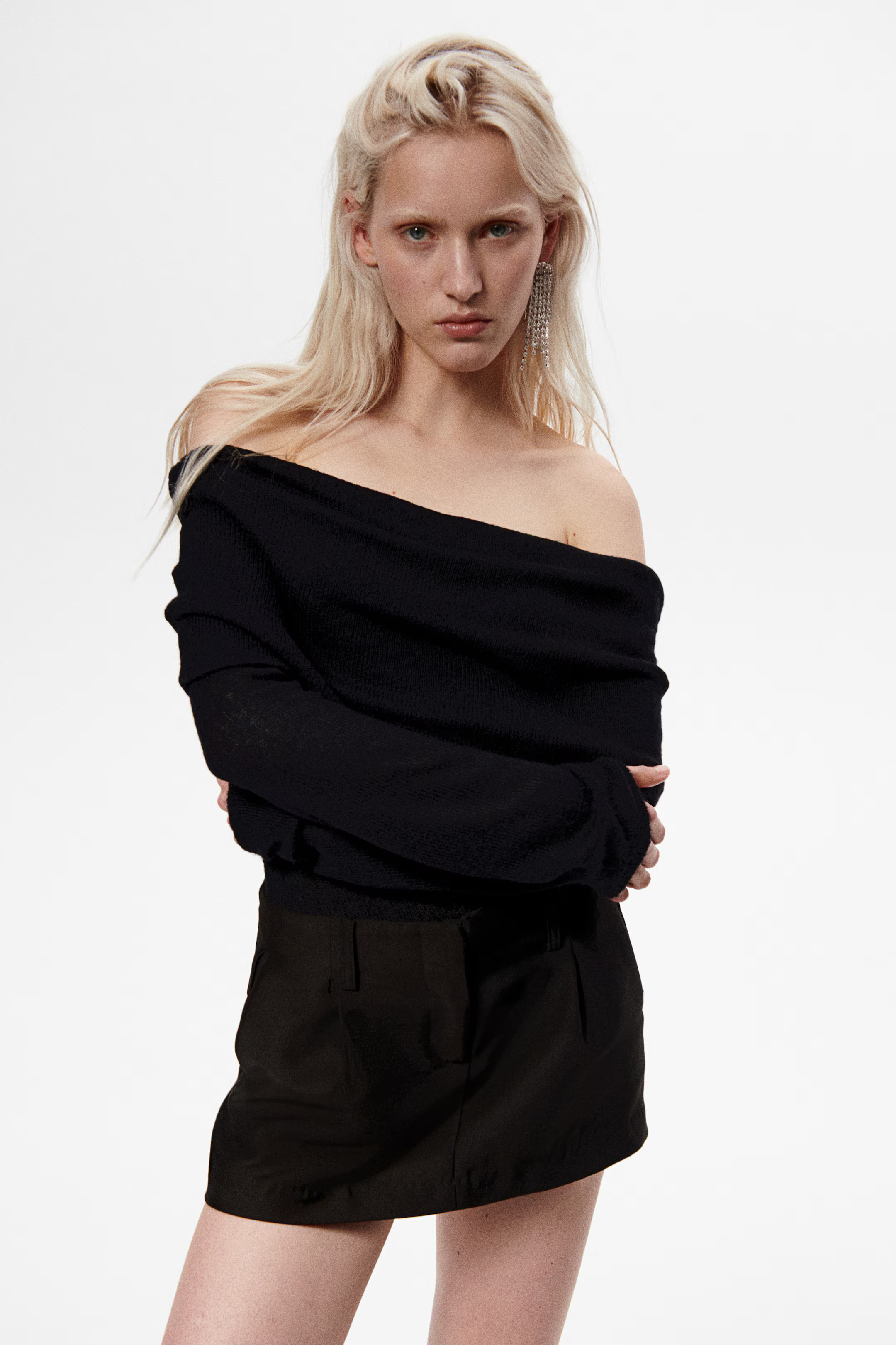 Sheer-Knit Off-the-Shoulder Sweater | H&M (US + CA)