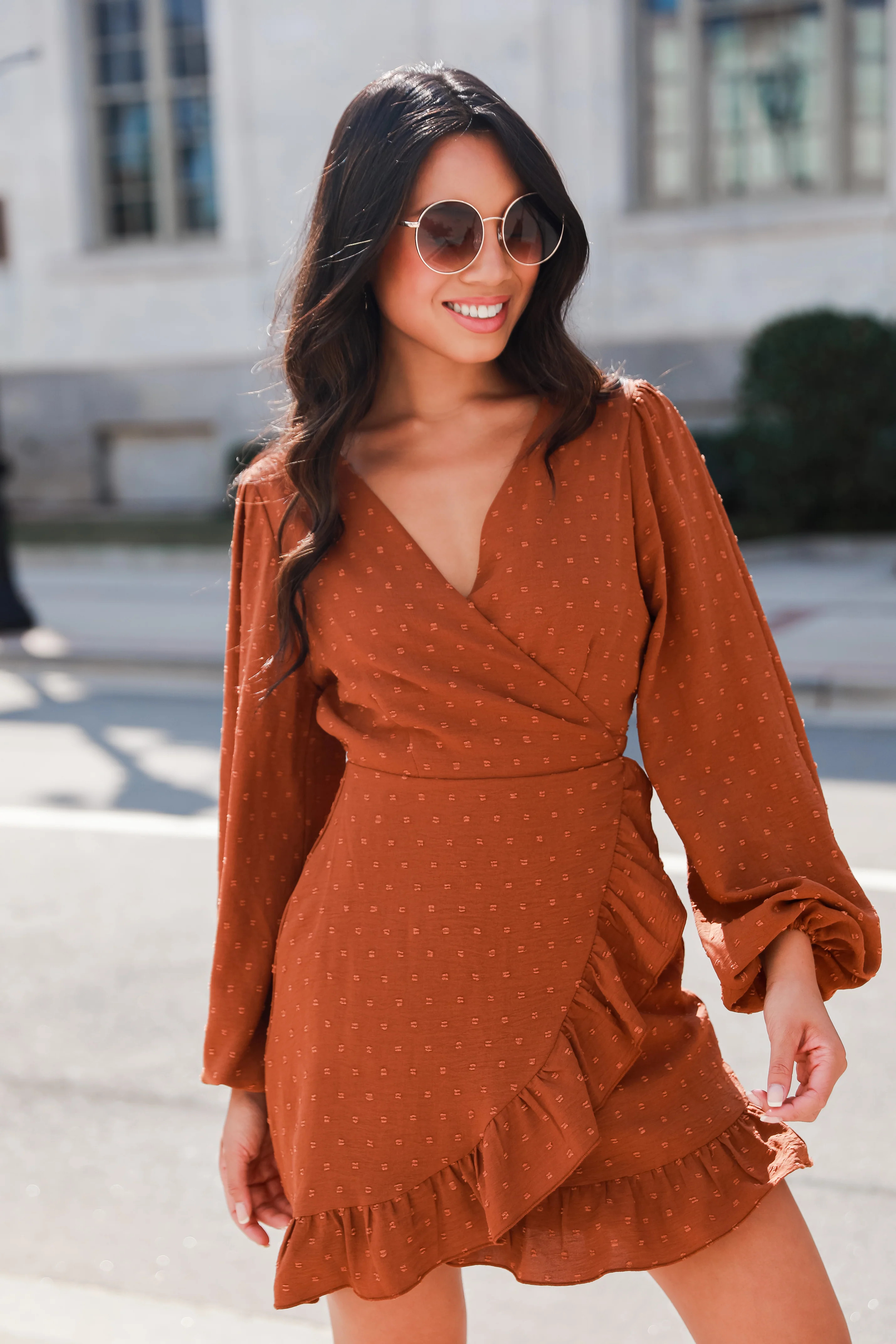 Call The Dots Swiss Dot Wrap Mini Dress | Dress Up