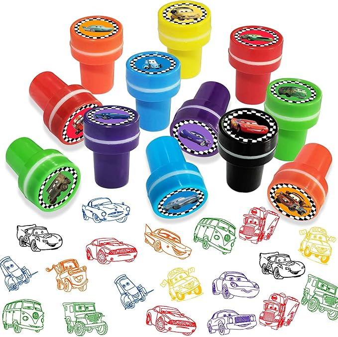 MLEDUY Cars Birthday Party Supplies, 24Pcs Cars Theme Stamper Party Favors, Cars Goodie Bag Stuff... | Amazon (US)