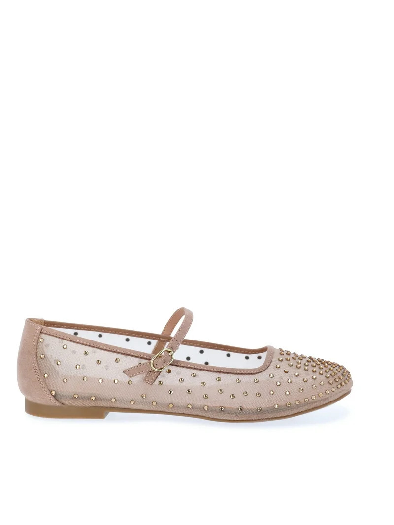 Time and Tru Women's Rhinestone Mary Jane Flats | Walmart (US)