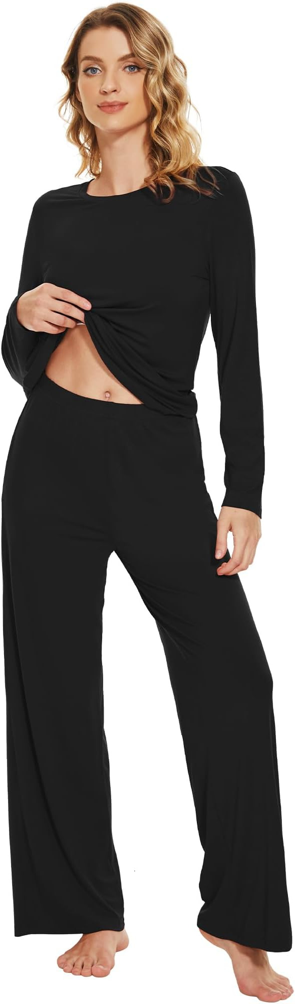 WiWi Bamboo Viscose Pajama Set for Women Super Soft Long Sleeve Top with Pants Loungewear Cooling... | Amazon (US)