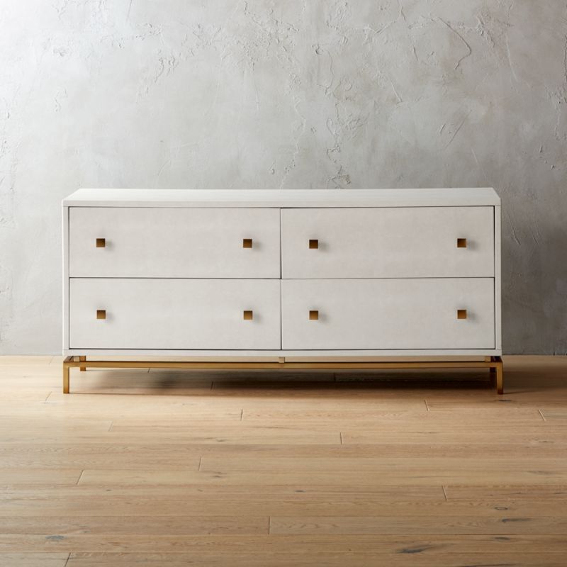 Ivory Shagreen Embossed Low Dresser + Reviews | CB2 | CB2