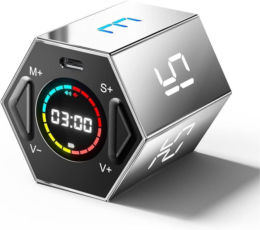 Ticktime Pomodoro Timer, Productivity Timer Cube, Hexagon Magnetic Flip Focus Timer, Mute & Adjus... | Amazon (US)