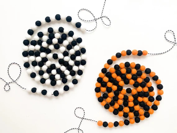 Halloween Multi Colored Mini Felt Ball Garlands - Bunting, Banner | Etsy (US)