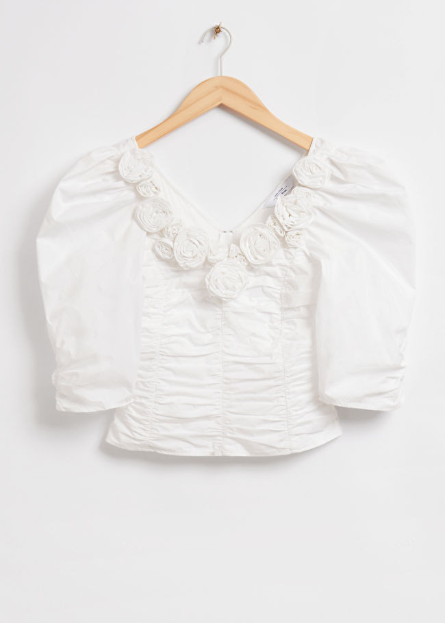 Rose Adorned Balloon Sleeve Blouse | & Other Stories US