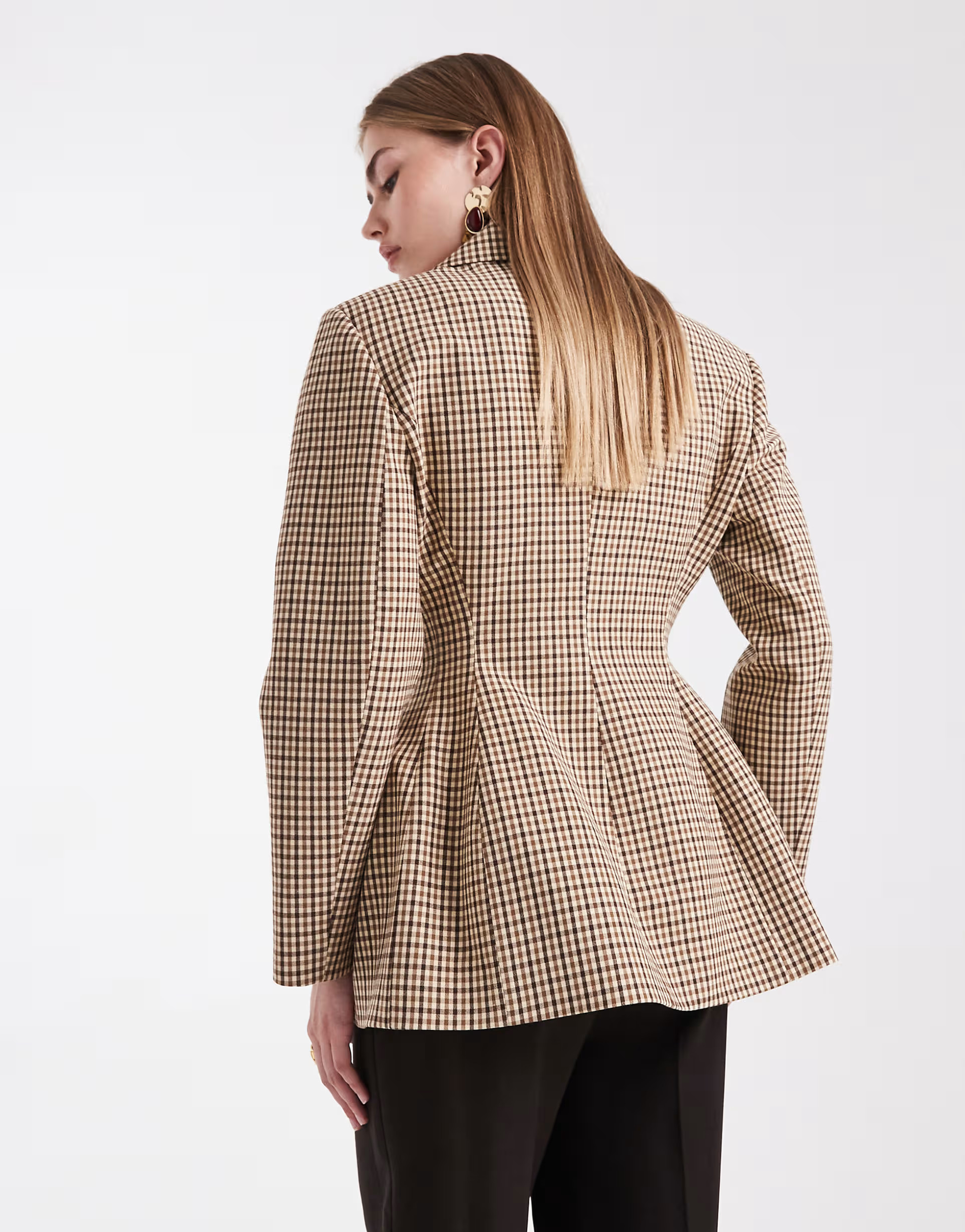 ASOS DESIGN cinch moulded hip blazer co ord in micro check | ASOS (Global)