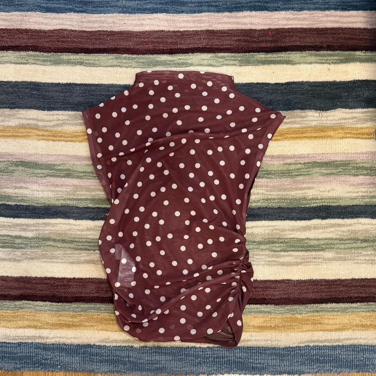 Maeve mesh mock neck polka dot top, worn once,

... | Depop | Depop AU