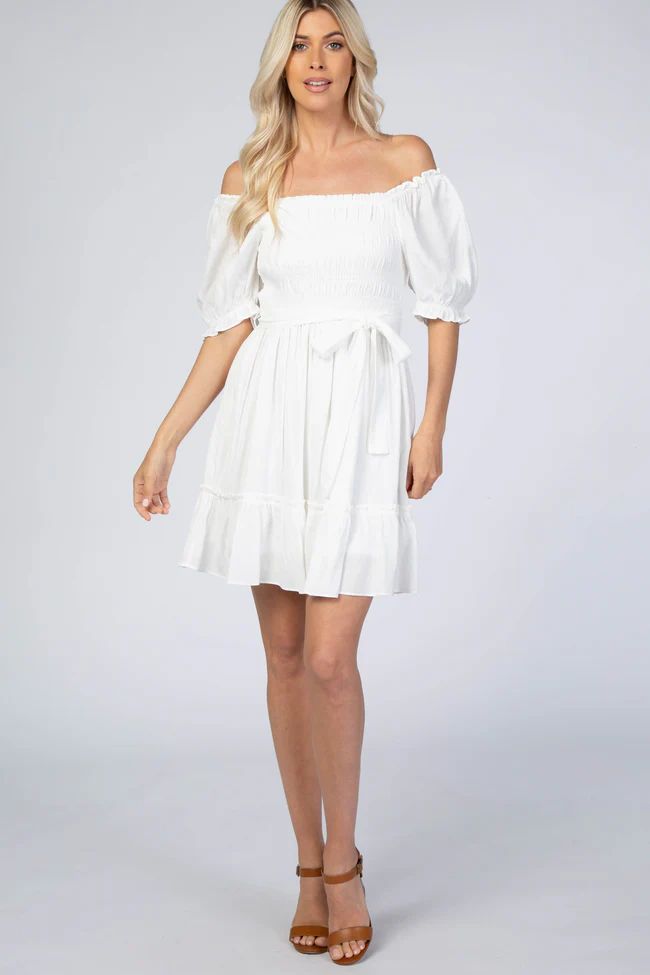 White Smocked Dress | PinkBlush Maternity