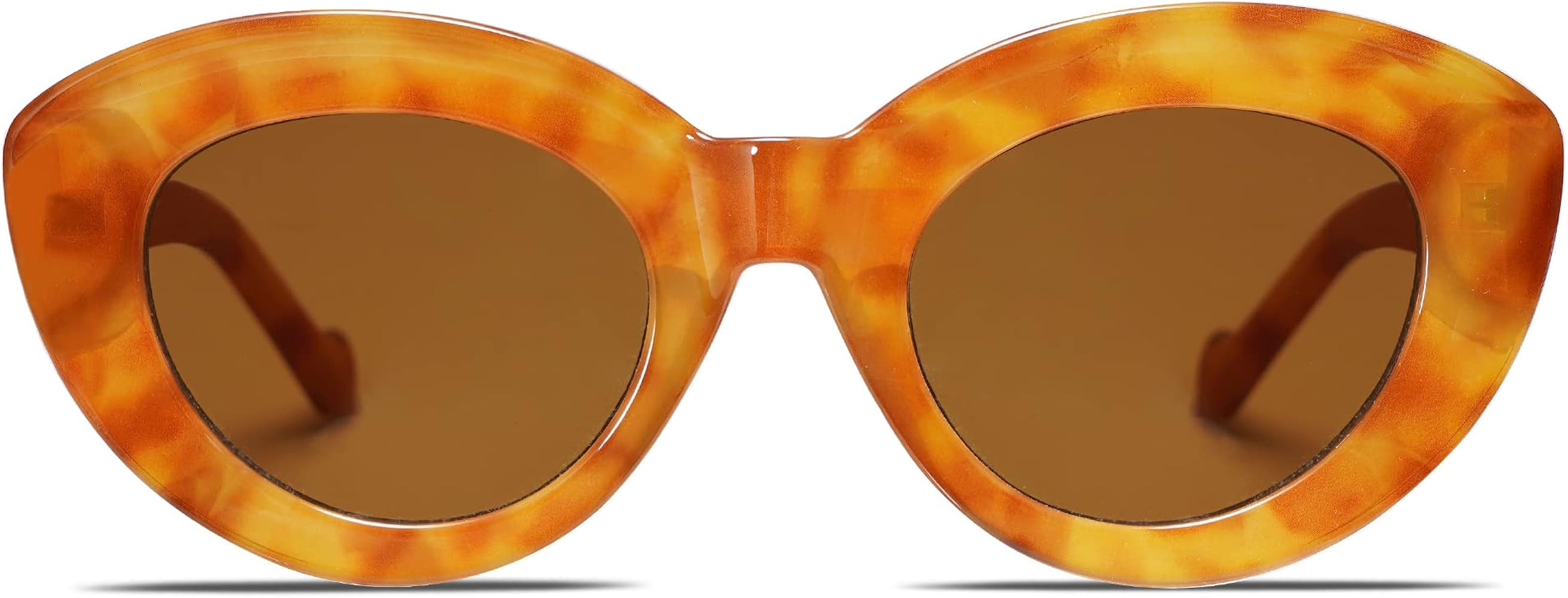 Allarallvr Oversized Large Cateye Sunglasses for Women Trendy Cute Cat Eye Shades Thick Frame Sunnie | Amazon (US)