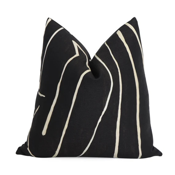 Kelly Wearstler Graffito Pillow Cover, Onyx Beige, Modern Home Decor, Black Cushion Sham, Black P... | Etsy (US)