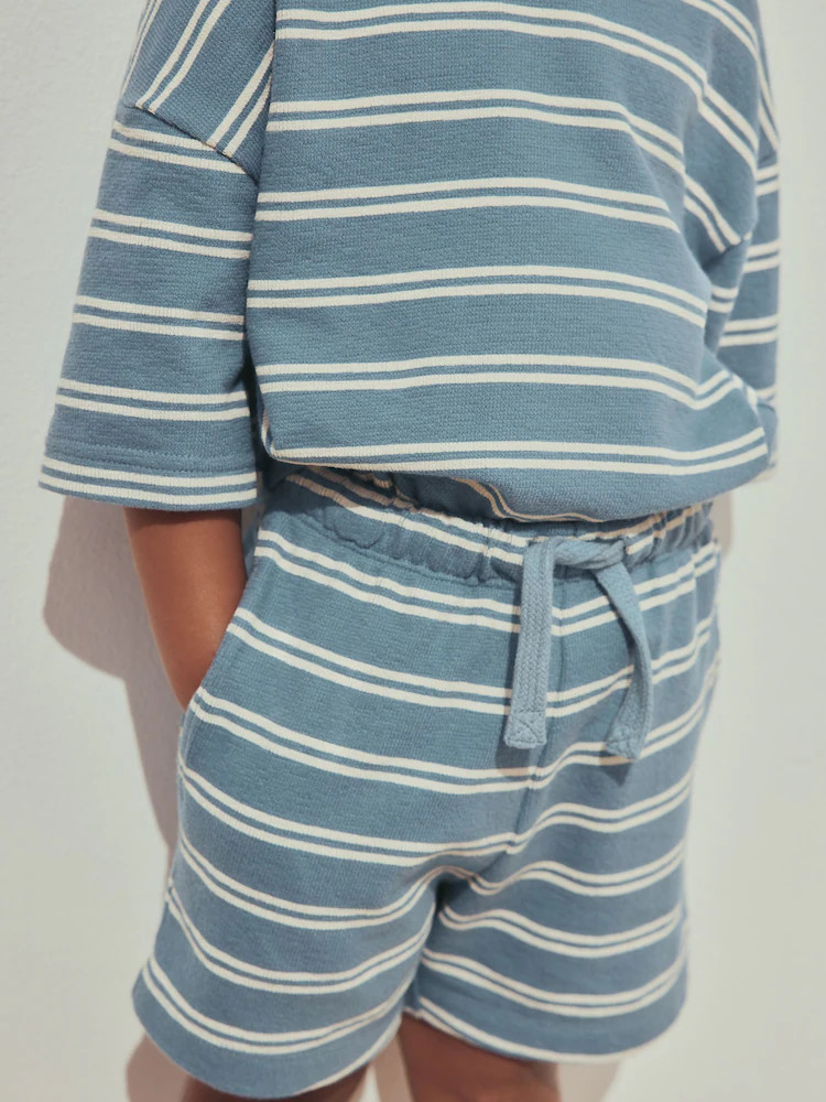 Blue Stripe Short Sleeve All-Over Print T-Shirt and Shorts Set (3mths-7yrs) | Next US