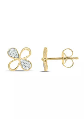 Belk & Co 1/10 ct. t.w. Diamond Flower Earring in 14K Yellow Gold | Belk