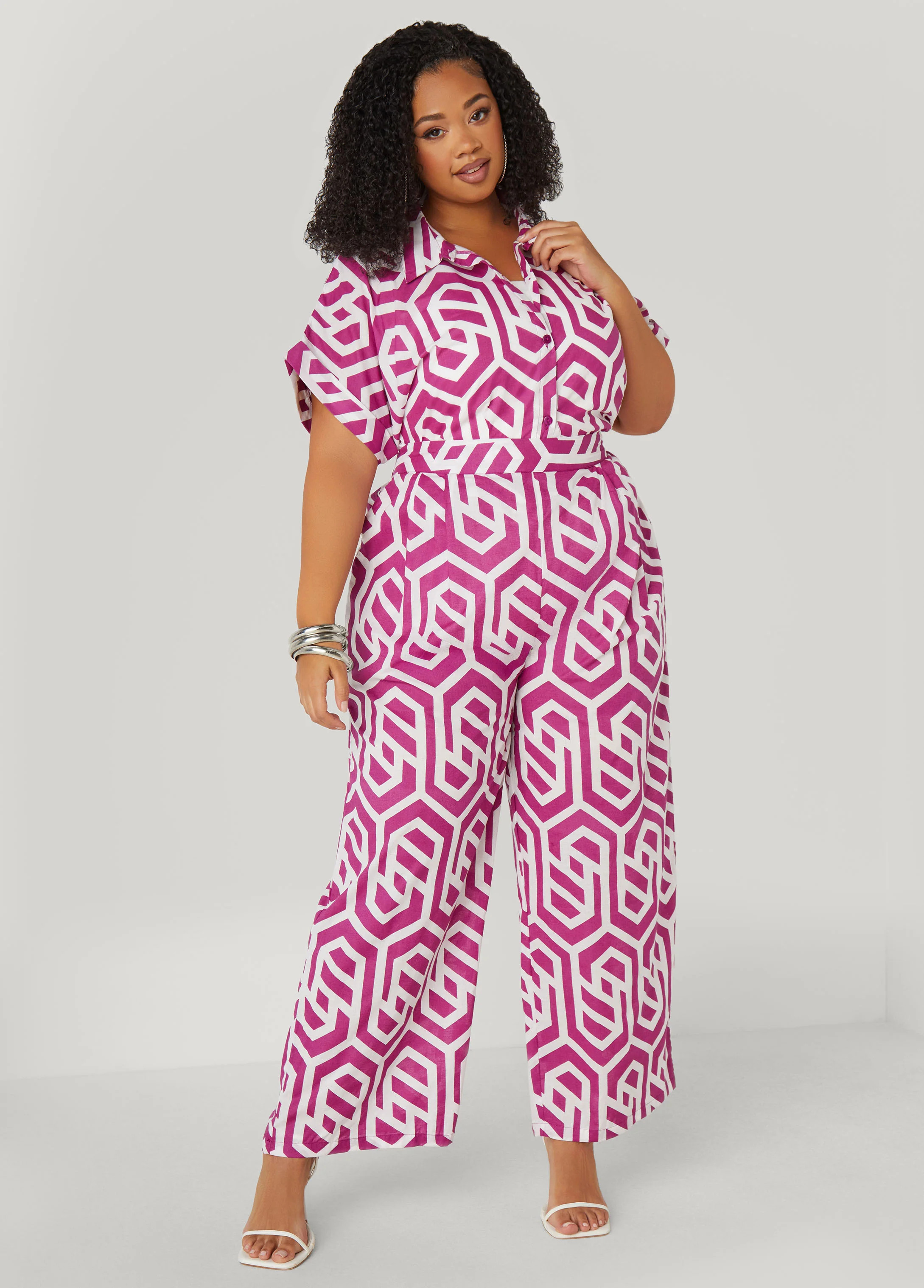 Geo Print Cotton Pants | Ashley Stewart