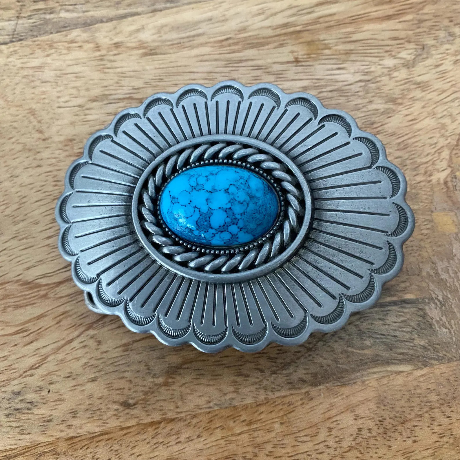 Turquoise Stone Scalloped Oval Western Trophy Buckle. Western belt Buckles for leather craft. | Etsy (Global)