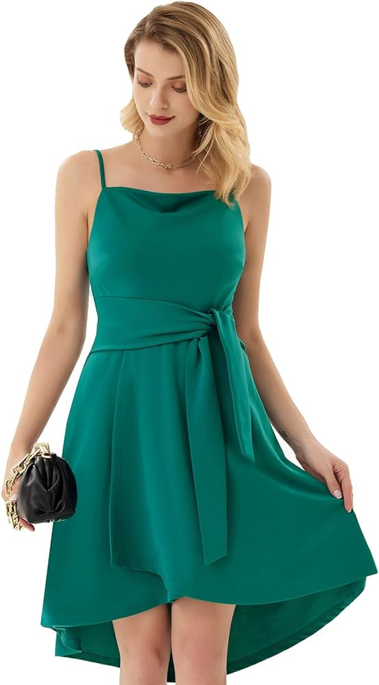 GRACE KARIN Women's Cocktail Party Dress Spaghetti Strap Sleeveless Wedding Guest Dress Evening T... | Amazon (US)