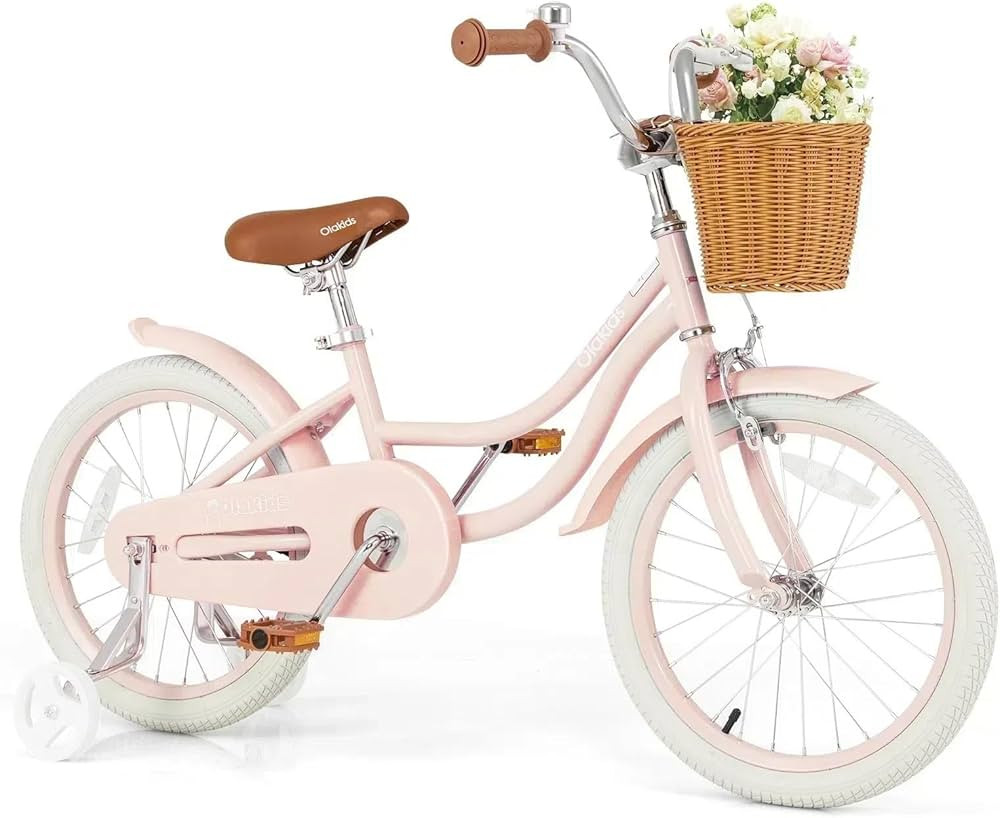 Olakids Kids Bike, 14 16 18 Inch Toddlers Bike with Training Wheels Rattan Basket Safety Bell Adj... | Amazon (US)