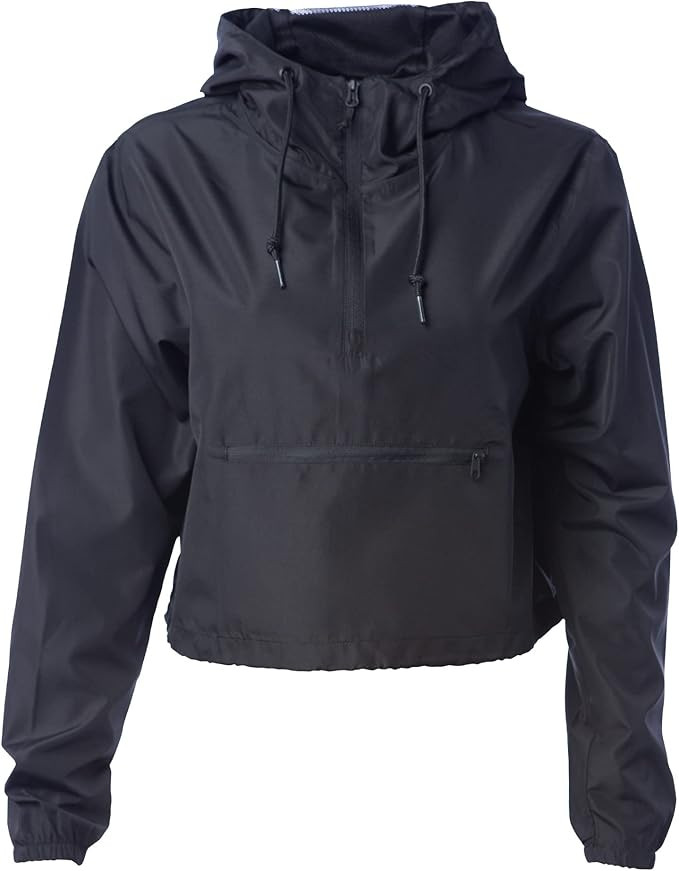 Global Blank Cropped Women's Windbreaker Jacket, Lightweight Long Sleeve Crop Top Pullover Half Z... | Amazon (US)