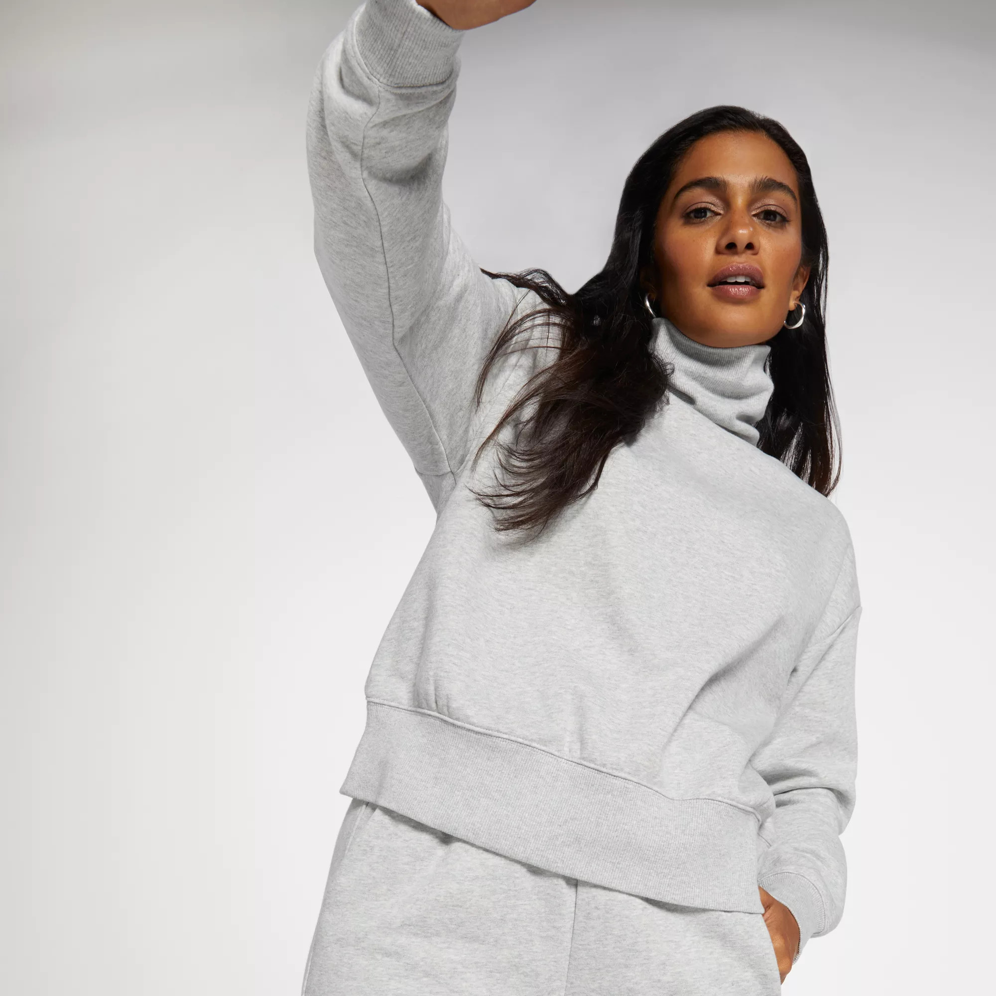 CALIA Women's Everyday Fleece Oversized Turtleneck, Medium, Light Heather Grey Gray | Golf Galaxy