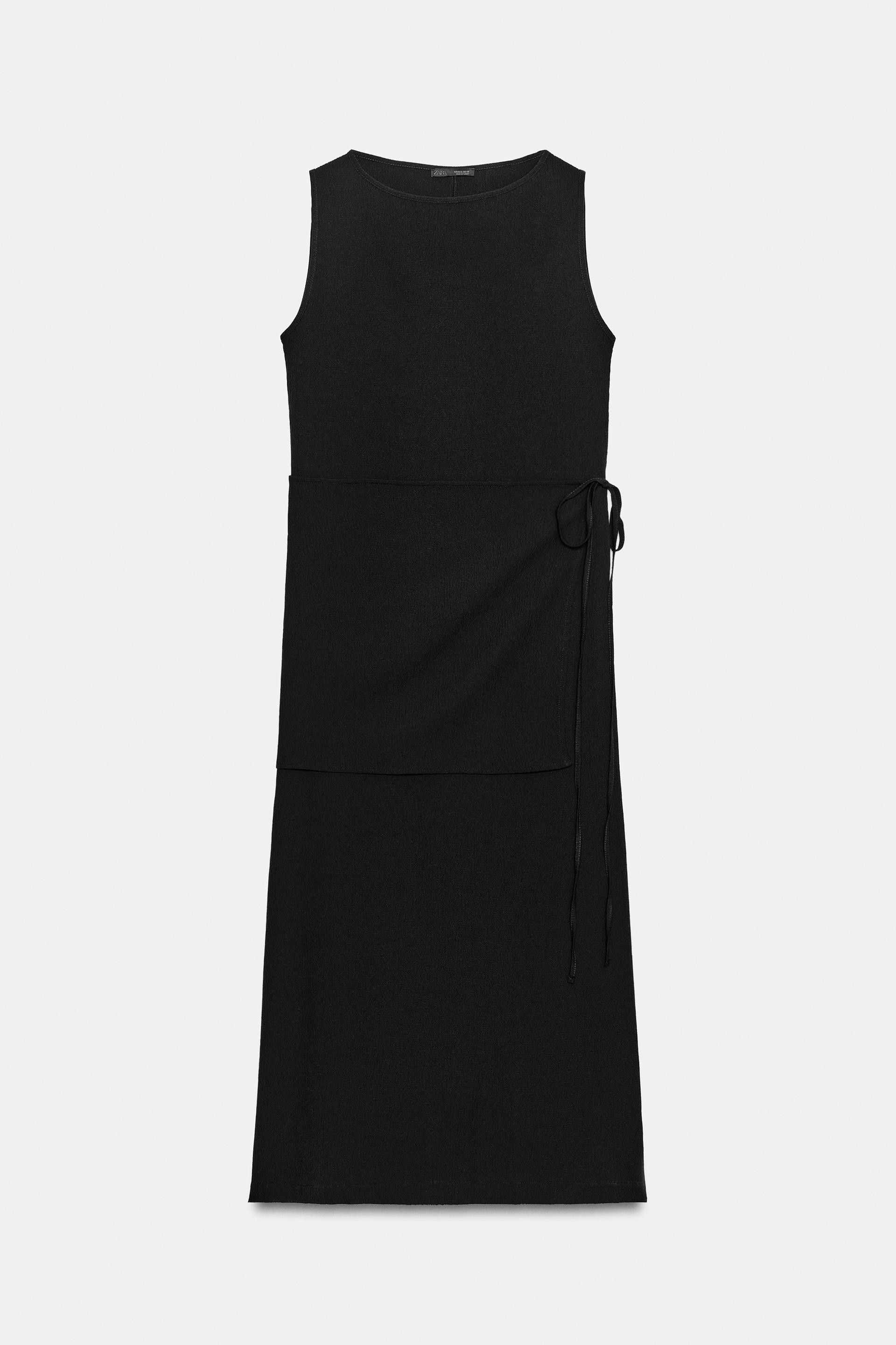Zara - Sash Detail Sleeveless Dress - Black - L - Woman | Zara US