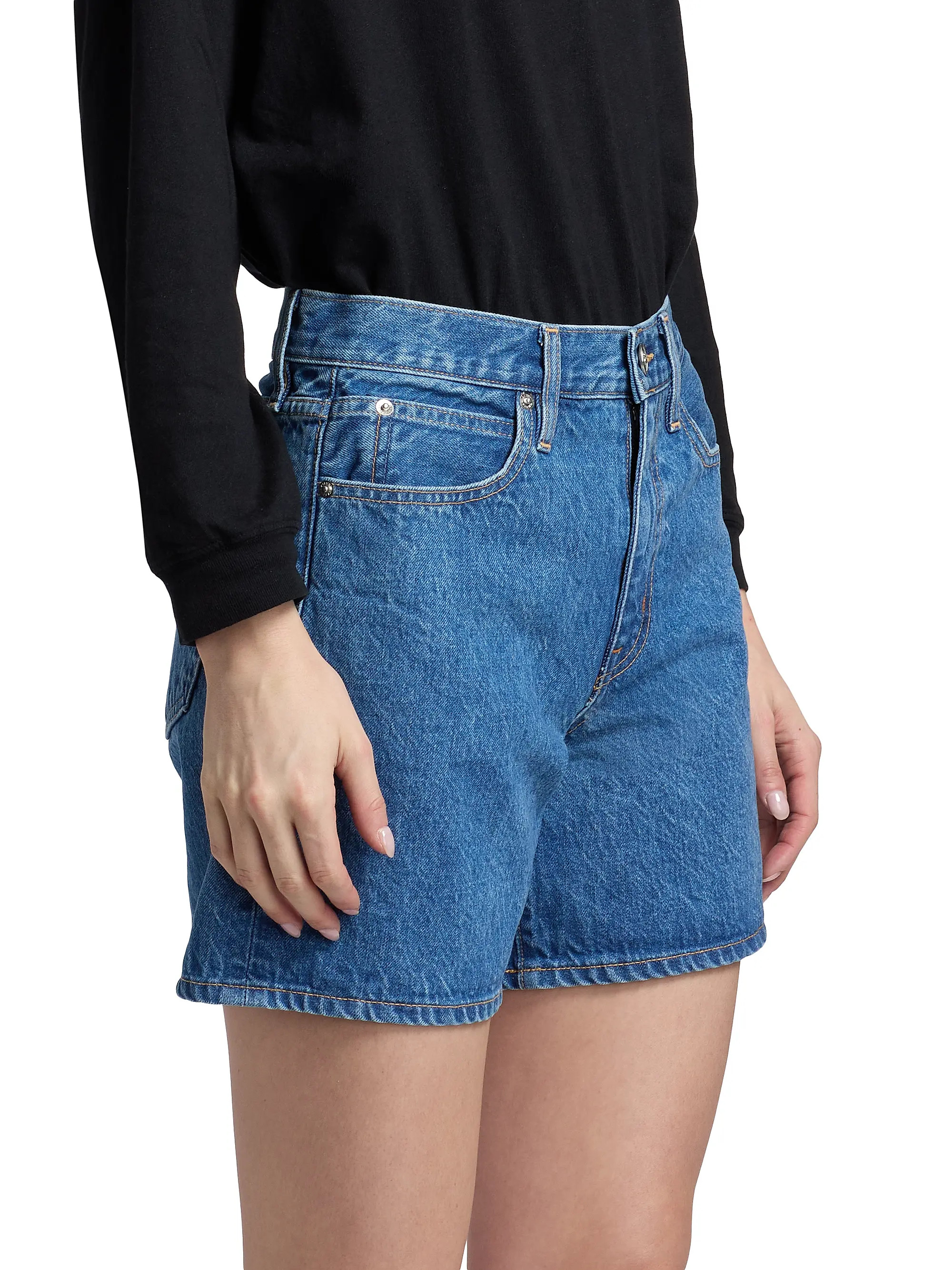 SLVRLAKE Walker High-Rise Denim Shorts | Saks Fifth Avenue | Saks Fifth Avenue