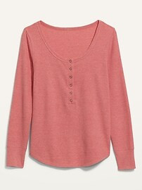 Long-Sleeve Thermal-Knit Henley Pajama T-Shirt for Women | Old Navy (US)