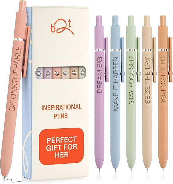 Achievers Inspirational Gel Pens for Women, 6 Pack Pastel 0.5mm Fine Point, Quick Dry Black Ink, ... | Amazon (US)
