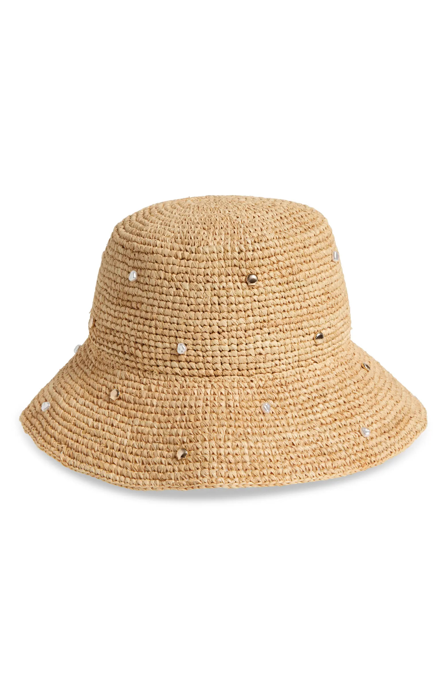 Paco Embellished Paper Raffia Bucket Hat | Nordstrom