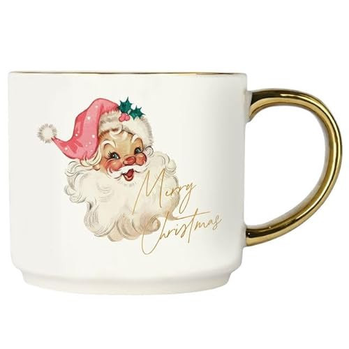 Sweet Water Decor Santa Coffee Mug, 14oz China Christmas Mug with Gold Handle, Large Holiday Winter Cup for Coffee, Tea & Hot Chocolate, Stocking Stuffer Gifts for Women | Amazon (US)