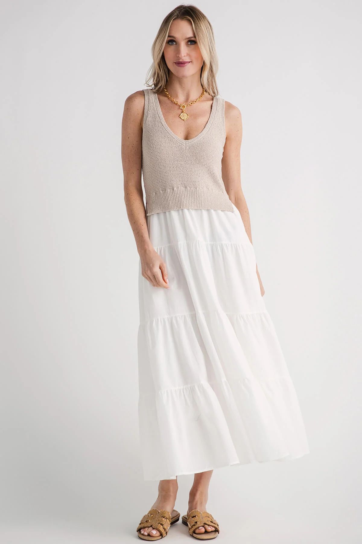 Elan Mixed Media Maxi Dress | Social Threads