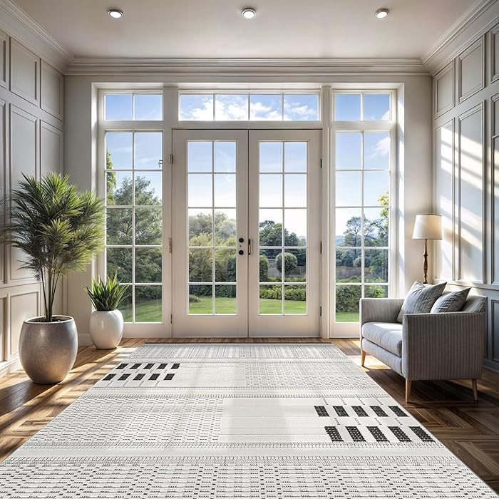 CAMILSON Modern Rug 8x10 Luxury Geometric Pattern Micro Loop Area Rugs Soft High and Low Pile Sta... | Amazon (US)