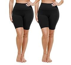 2 Pack Plus Size High Waisted 8" Biker Shorts for Women—Buttery Soft Black Yoga Shorts（2X, 3X... | Amazon (US)