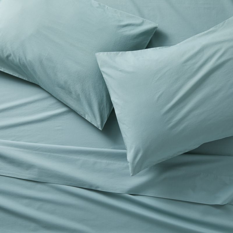 Parachute Brushed Cotton Ocean King/Cal King Top Sheet + Reviews | Crate and Barrel | Crate & Barrel