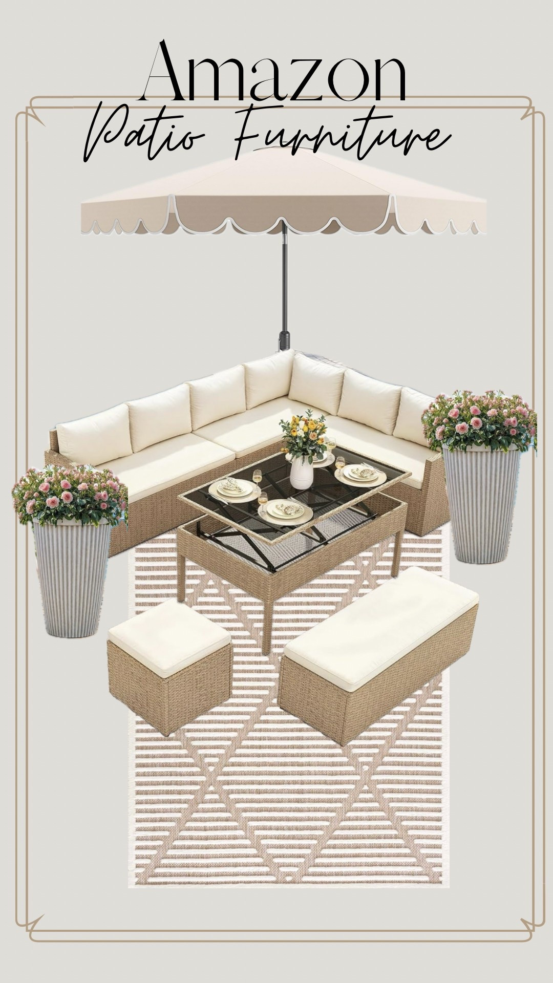 This is an awesome patio set! All from Amazon & the price is so good! This is similar to my patio set that I own except mine is sold out. We love to be outside and watch our kiddos play during the summer watching them make these beautiful memories on a beautiful comfortable patio set.

#LTKHome #LTKSeasonal #LTKSummerEdit