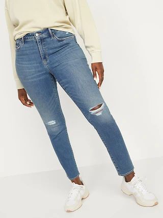 High-Waisted Distressed Pop Icon Skinny Jeans For Women | Old Navy (US)